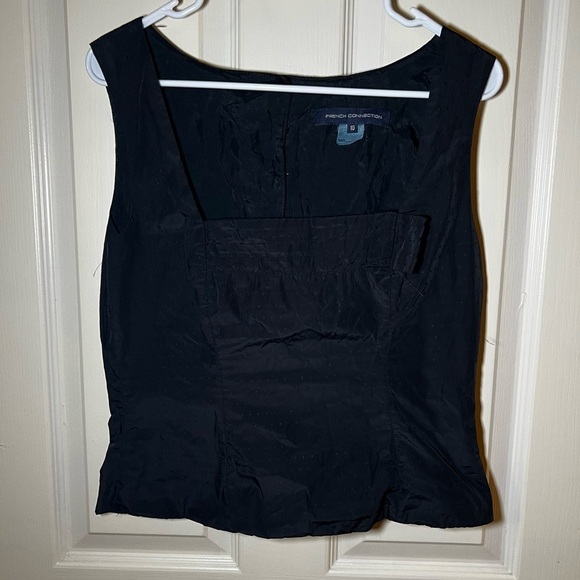 French Connection Tops - French Connection Vintage Dotted Black Sleeveless Blouse